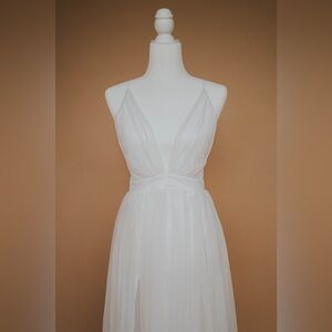 Elegant White Spaghetti Strap Dress